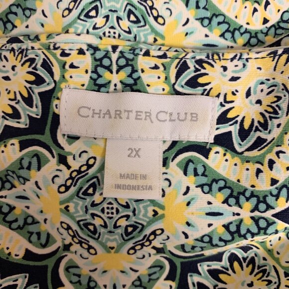 Charter Club Plus Dress SZ 2X Shift Blue Office Classic Midi Mature Brunch - Picture 5 of 9